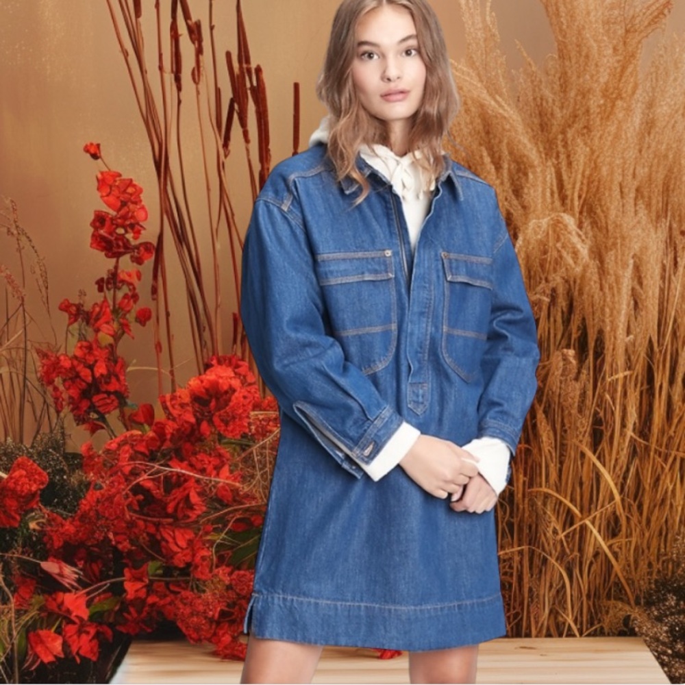 GAP WORKFORCE COLLECTION DENIM DRESS SIZE PETITE LARGE - Picture 6 of 13